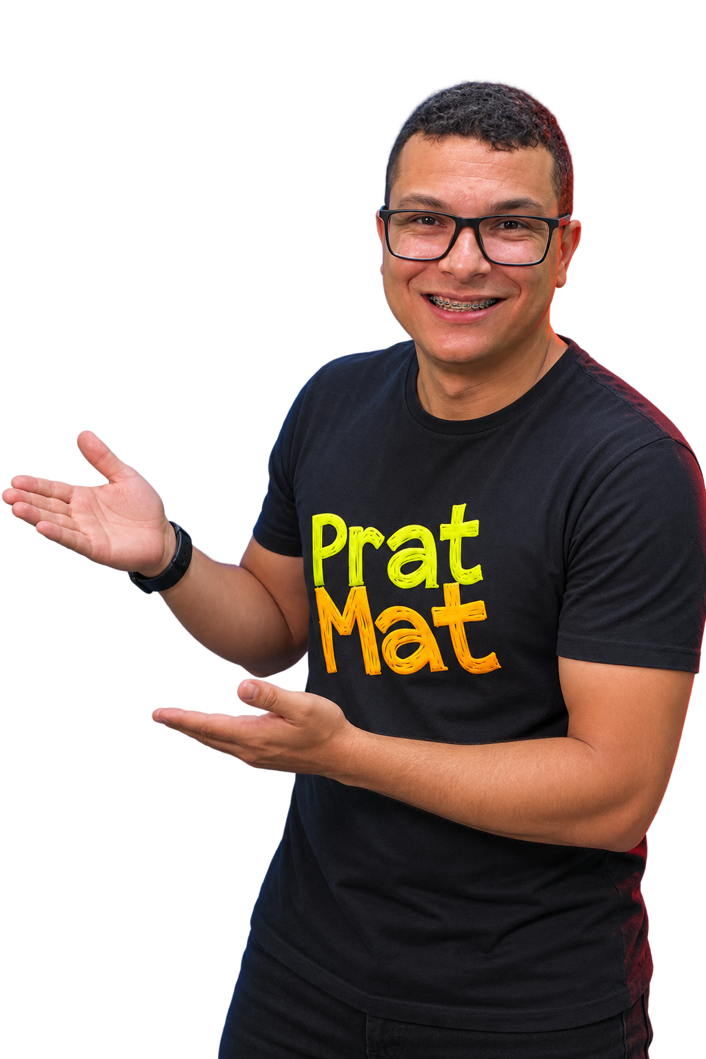 Professor Maicon Meneguci com camiseta PratMat